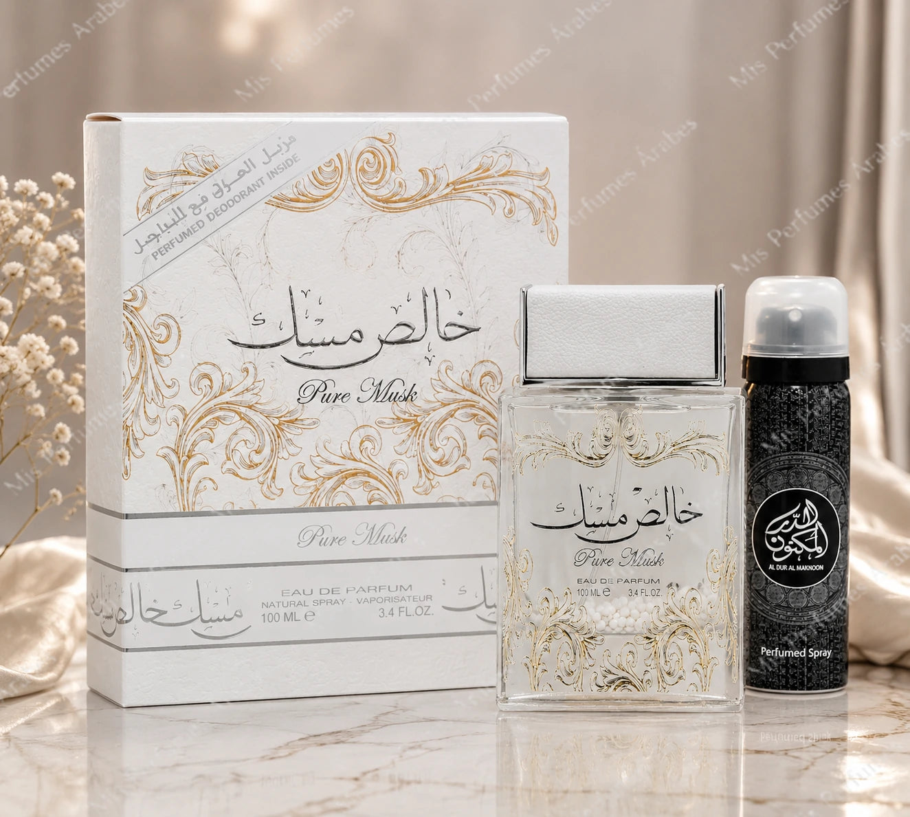 Pack Perfume Pure Musk de Lattafa 100ml + Desodorante